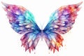 Sparkling iridescent colorful glowing butterfly on white background generative AI Royalty Free Stock Photo