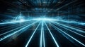 Sparkling laser beam rays tunnel, blue light blasting portal, time travel and high speed internet concept futuristic technology Royalty Free Stock Photo