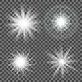 Sparkling light on gray .Glowing light on transparent background.