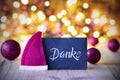 Sparkling Lights, Ball, Purple Santa Hat, Danke Means Thank You Royalty Free Stock Photo