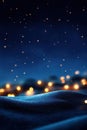 Sparkling lights on a snowy hill under a starry night sky Royalty Free Stock Photo
