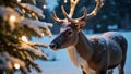 A sparkling litup reindeer amidst a wintry setting Royalty Free Stock Photo