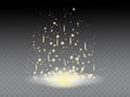 Sparkling magical dust particles on a transparent background. A magical concept Royalty Free Stock Photo