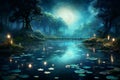 Sparkling Magical pond of stars. Generate Ai
