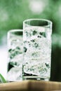 Sparkling mineral water with icecubes