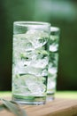 Sparkling mineral water with icecubes