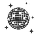 Sparkling mirror disco ball icon. Shining nightclub party sphere isolated on white background. Dance music event Royalty Free Stock Photo