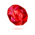 Sparkling natural oval cut ruby. Blood-red colored polished mineral, gemstone.