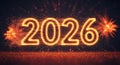 Sparkling new year 2026 celebration with fireworks Royalty Free Stock Photo