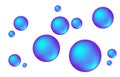 Sparkling oxygen or water blue bubbles on white background