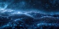 Sparkling particles create a mesmerizing effect on a navy blue background with faint waves Royalty Free Stock Photo