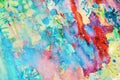 Sparkling pastel red blue wax spots, watercolor paint, colorful hues Royalty Free Stock Photo