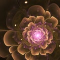 Sparkling pink and gold fractal flower