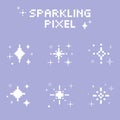 Sparkling pixel set vector, Glitter Stars, Pixelated Art