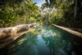 sparkling pool with perfectly balanced reflection of crystal clear water