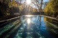 sparkling pool of water, with sunlight filtering through the surface