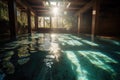 sparkling pool of water, with sunlight filtering through the surface