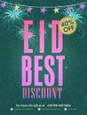 Sparkling purple Eid Best Discount, Sale Poster, Sale Banner, Sale Flyer, 40% Off, Vector Sale