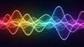 Sparkling rainbow sound wave equalizer with subtle glitter on a dark background Royalty Free Stock Photo