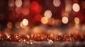 Festive red bokeh background with glittering light and stars, Christmas and New Years Eve partie Royalty Free Stock Photo