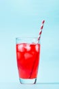 Sparkling red color drinks with water soda and ice in glass Royalty Free Stock Photo