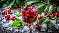 Sparkling Ruby Cocktail A Luxurious Drink Adorned with Fresh Cherry Royalty Free Stock Photo