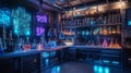 A sparkling science lab with beakers, test tubes, and a periodic table