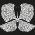 Sparkling silver butterfly of polygons