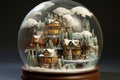 Sparkling Snow decorative globe glow. Generate Ai Royalty Free Stock Photo