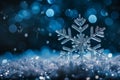 Sparkling Snowflake on a Wintry Blue Background Royalty Free Stock Photo