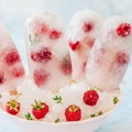 Soda, Raspberry and Thyme Ice Pops Royalty Free Stock Photo