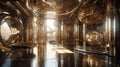 Gold & Brass: Award-Winning Futuristic Luxury Interiors with Shiny Walls & Unique Digital Art