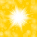 Sparkling Star, Glowing Light Explosion. Starburst with Sparkles on Yellow Background Royalty Free Stock Photo