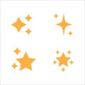 Sparkling star icon. Sparkle star shine icons. Shinny clean stars pop up. Shooting stars glitter vector illustration in yellow Royalty Free Stock Photo