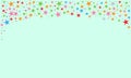 Sparkling stars background border, Confetti falling stars for your design with empty space. Vector illustration. Royalty Free Stock Photo