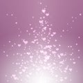 Sparkling stars hearts on purple light burst Royalty Free Stock Photo