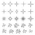 Sparkling stars icons, shiny flashes of fireworks. Set of star elements with various glowing light effects Royalty Free Stock Photo