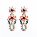 Sparkling Stone And Colorful Flower Earrings Inspired By Maharaja