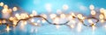 Sparkling string lights twinkling softly against a serene blue backdrop for a magical ambiance