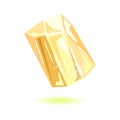 Sparkling transparent topaz. Polished yellow mineral, gemstone.