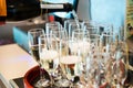 Sparkling whine glasses. champagne Royalty Free Stock Photo