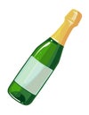 Sparkling wine bottle cartoon icon. Champagne drink Royalty Free Stock Photo