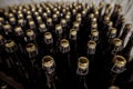 Sparkling wine bottles pattern in a modern winery Royalty Free Stock Photo