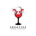 sparkling wine glass logo icon vector, cafe inspiration template, illustration Royalty Free Stock Photo