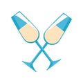 Sparkling wine glasses crossed icon Royalty Free Stock Photo