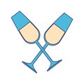 Sparkling wine glasses crossed icon Royalty Free Stock Photo