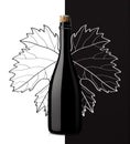 Sparkling wine with grape leaf on white and black background Royalty Free Stock Photo