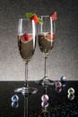 Sparkling wine with strawberries Royalty Free Stock Photo