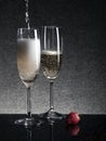 Sparkling wine with strawberries Royalty Free Stock Photo