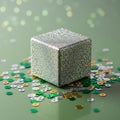 Sparkly Cube with Sequins Royalty Free Stock Photo